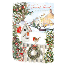 To A Special Friend Festive Robins Christmas Card Xmas Greeting Cards