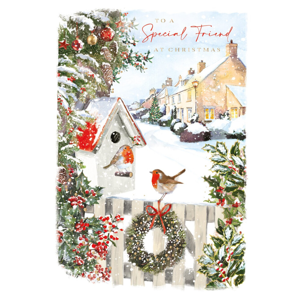 Ling Design To A Special Friend Festive Robins Christmas Card Xmas Greeting Cards