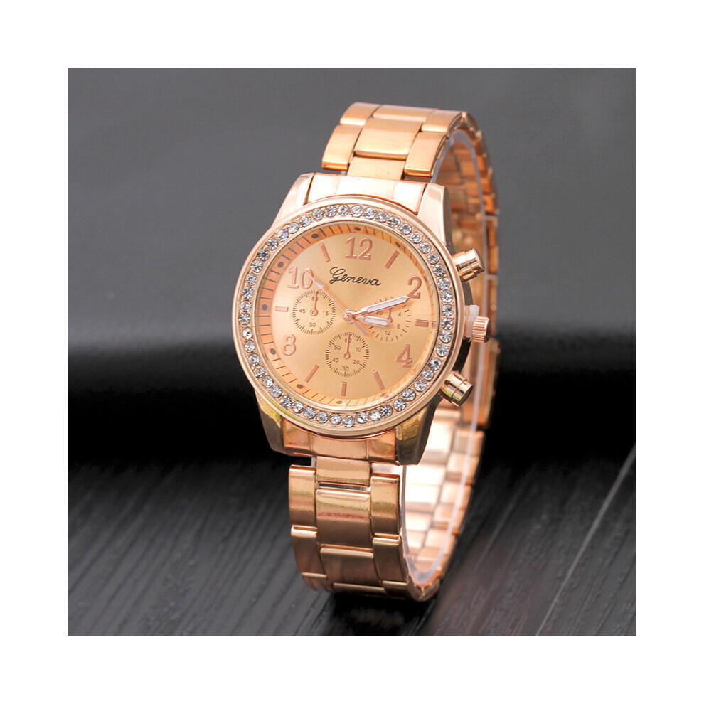 (StyleA) Geneva Fashionable Diamond Alloy Steel Strap Womens Watch Quartz