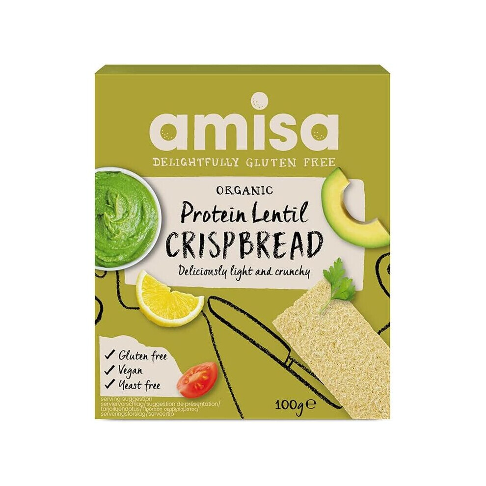 Amisa Organic Gluten Free Protein Lentil Crispbread, 100g - Yeast