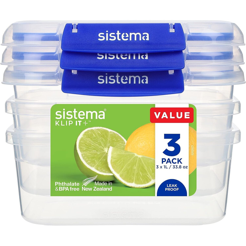 Sistema KLIP IT PLUS Food Storage Containers 1 L Leak-Proof, Stackable