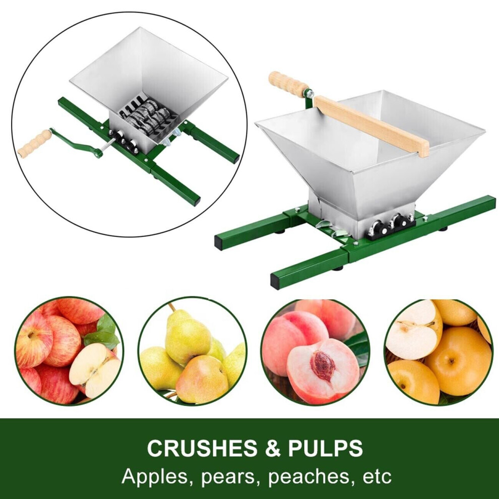 Mdsrjone 7L Manual Fruit Crusher Pulper Apple Scratter Cider Wine Shredder Portable