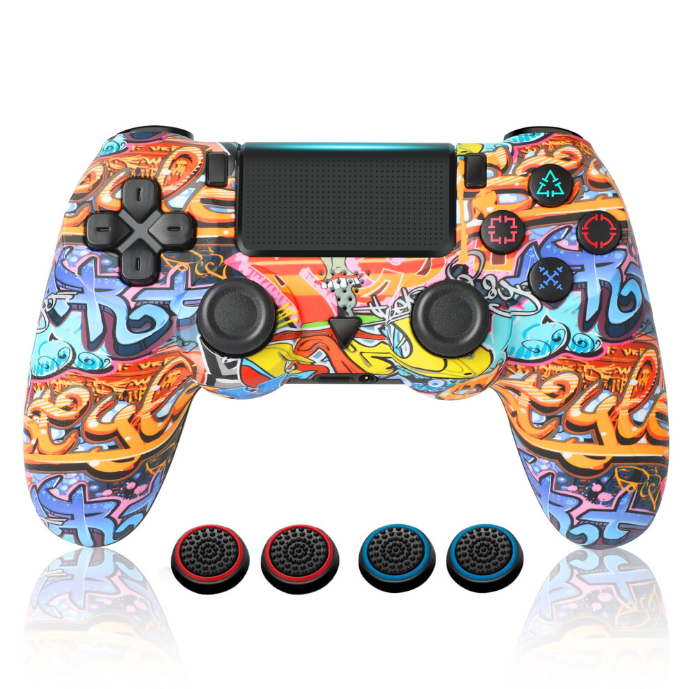 Wireless Bluetooth Gamepad Joystick Pro Game Controller Replacement for PS4 Colorful Graffiti