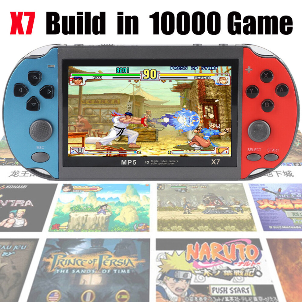 X7 4.3" MP5 Video Game Console 8GB Retro Handheld 10000 Built-in Games
