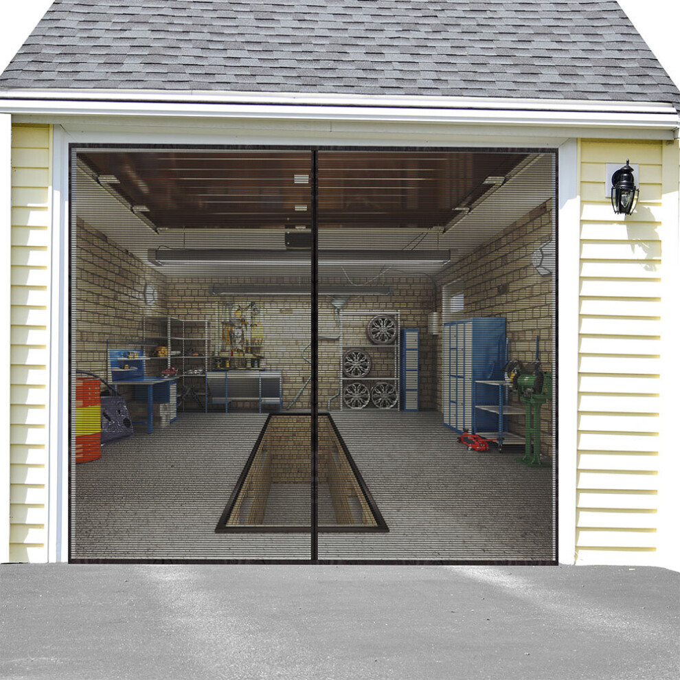 Garage Screen Door Anti-Insect Net Diy Retractable Magnetic Seamless Garage Door Screen Kid Friendly Curtain 885666146596
