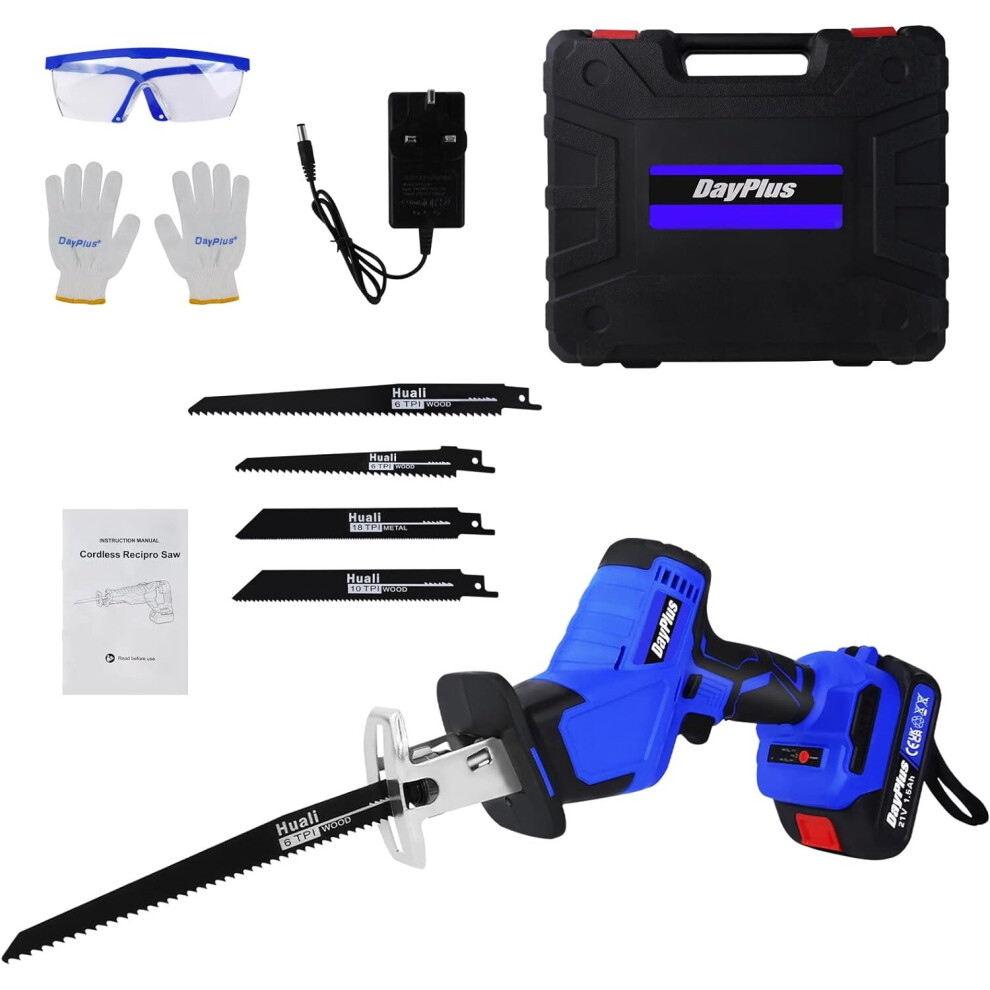 Brushless Reciprocating Saw 21V Hand Saw, Electric Saber Saw with Battery and Charger