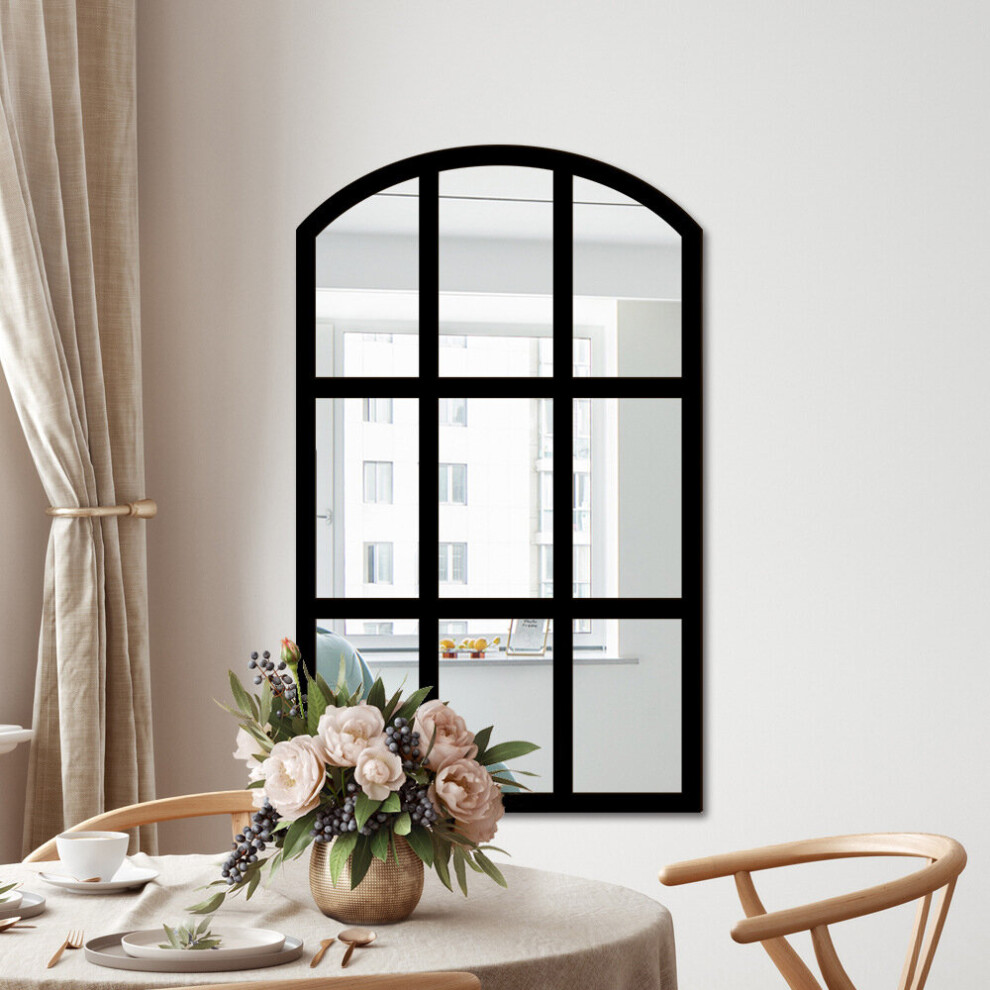 Self Adhesive 3D Faux Window Acrylic Mirror Rustic Arched Mirror Wall Decor