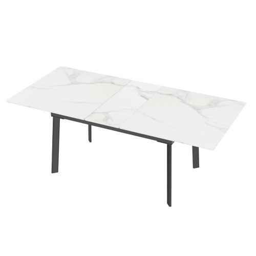 (White) Extendable Kitchen Dining Room Table Rectangular 1
