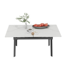 (White) Extendable Kitchen Dining Room Table Rectangular