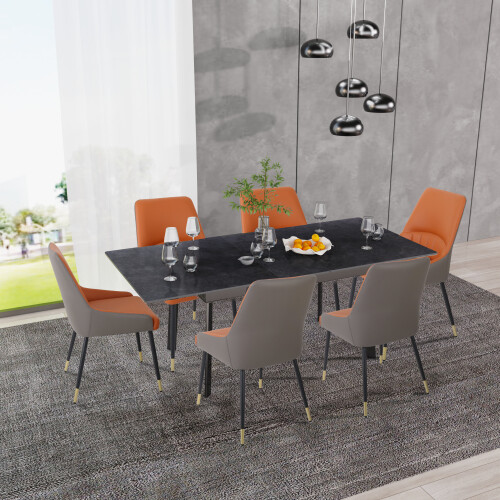 (Grey) Extendable Kitchen Dining Room Table Rectangular 2