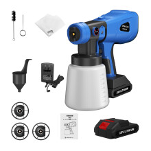 Cordless Paint Sprayer Battery Spray Gun Handheld HVLP Wall Fence House Furniture Painting Spraygun with 800ml Paint Container and Viscosity Cup