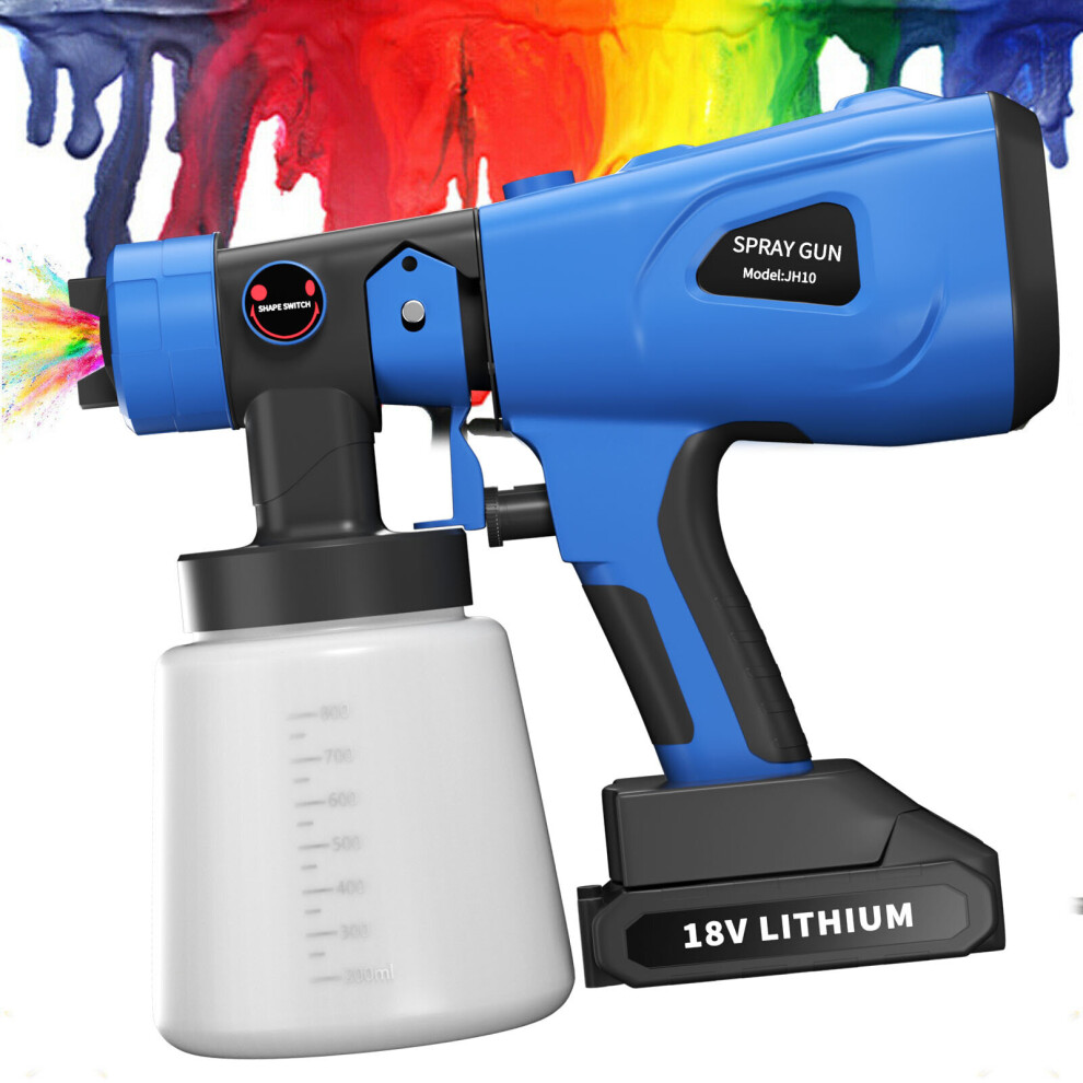 Cordless Paint Sprayer High Power HVLP Home Electric Spray Gun with Battery, 800ml Container, Lightweight Furniture, Fence, Car, Bicycle, Chair