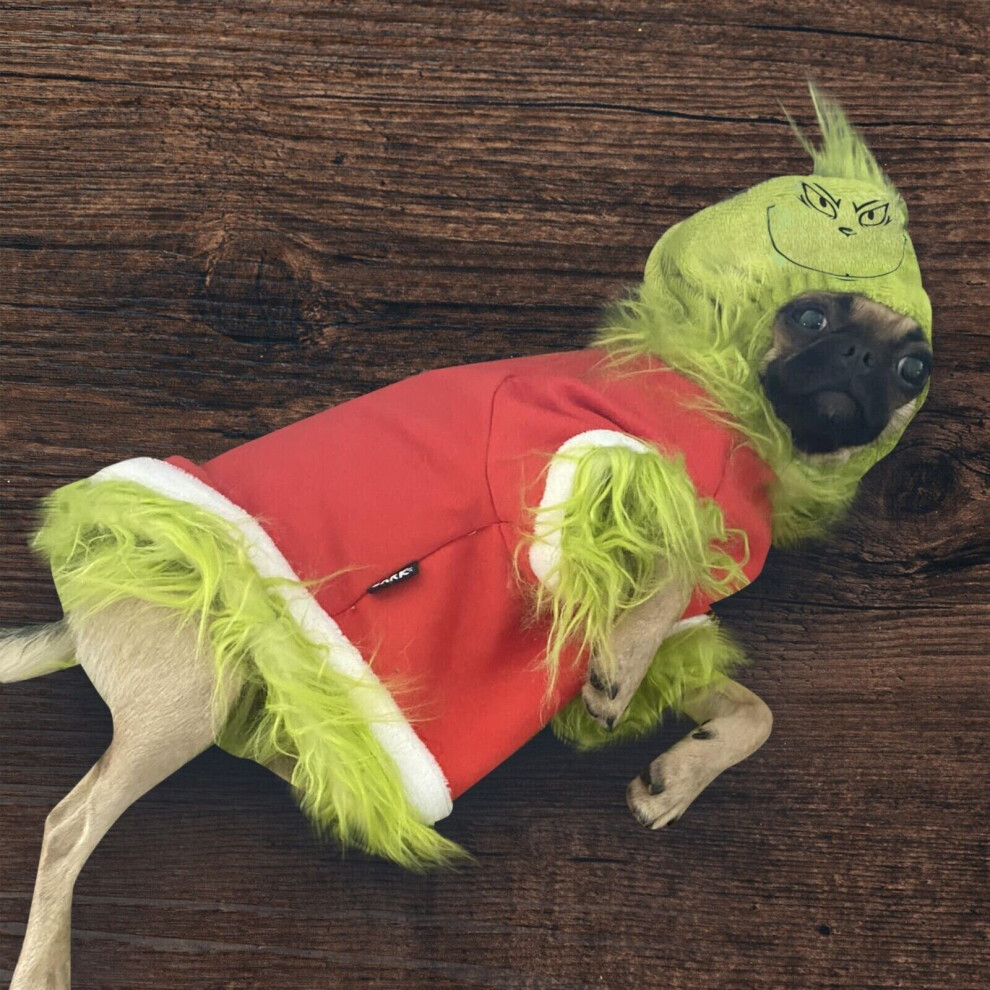 XS Cute Puppy Grinch Costume Coat Gift Winter Warm Coat Pet Coat Green