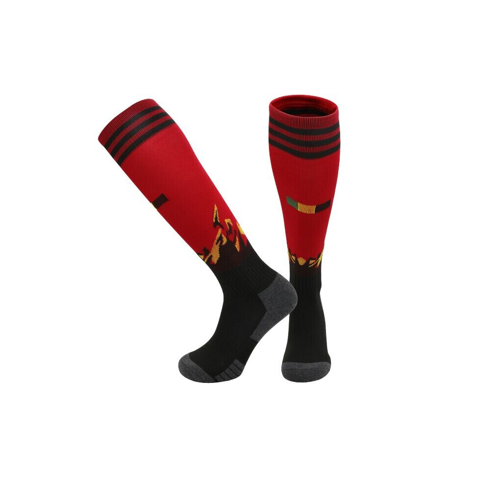 (Belgium Home, Kids(EU 30-36)) 22/23 Seasons National Team Football Socks Adult & Kids Non-Slip Soccer Training Match Sport Stocking