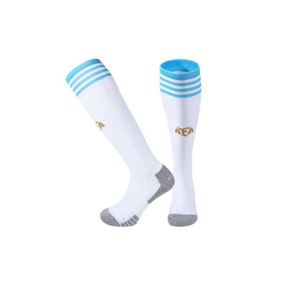 (Argentina Home, Kids(EU 30-36)) 22/23 Seasons National Team Football Socks Adult & Kids Non-Slip Soccer Training Match Sport Stocking