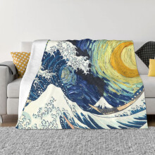 Starry Night Over The Great Wave Off Bedspreads For Double Bed For Double Bed Cover Bedspread On The Bed Double Bed