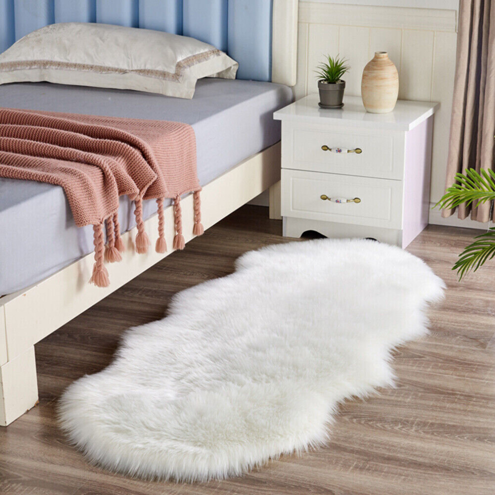 (White, 60X150CM) 150-180CM Large Soft Fluffy Faux Fur Sheepskin Rugs Warm Floor Carpet Mat Decor