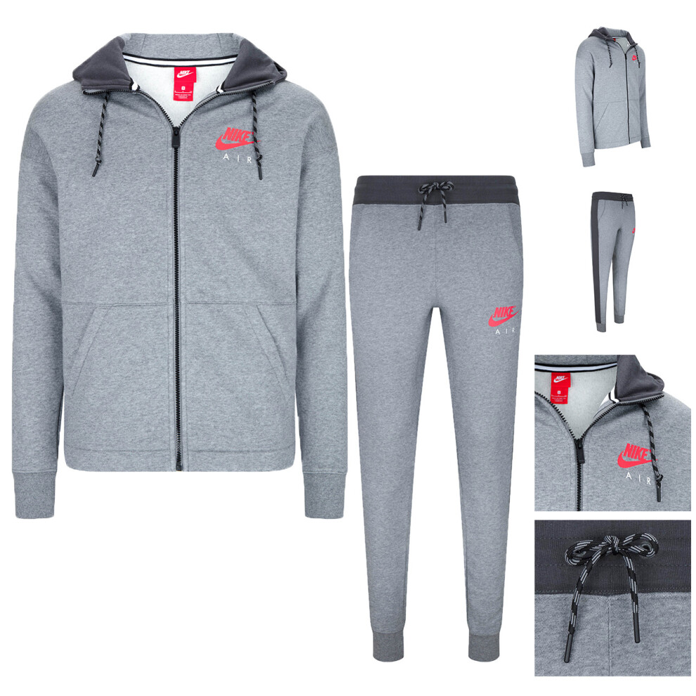 (Large) Nike Air Mens Tracksuit Set Grey/Red