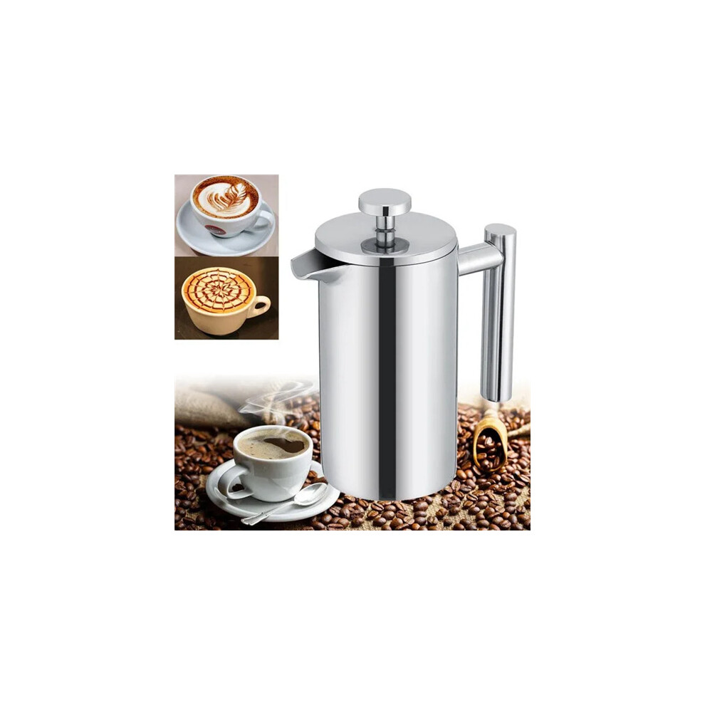 (1000 ML) Stainless Steel Cafetiere French Press Filter Tea Coffee Plunger