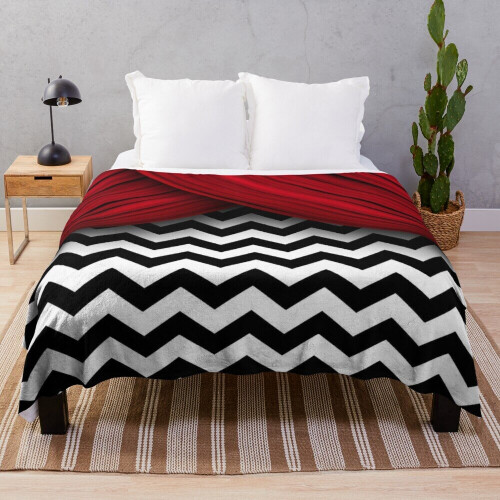 Twin Peaks Red Curtains and Chevron Throw Blanket St Blanket Multi-Purpose