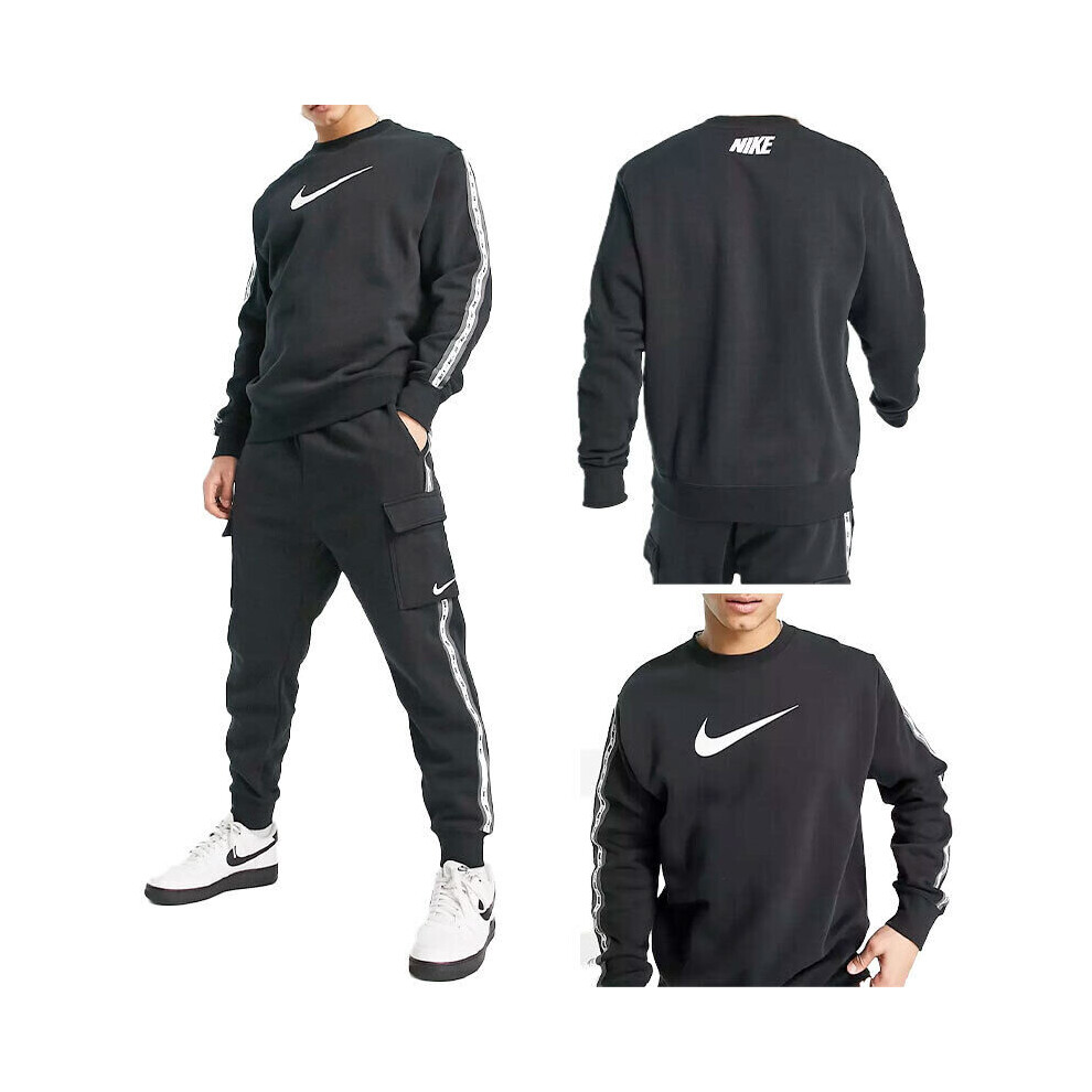 Large Nike Air Mens Repeat Tracksuit Black Set