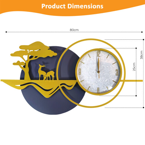 Modern Pastoral Style Forest Landscape Deer Design Oversized Luxury Wall Clock 1
