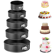 5PCS Non-Stick Round Cake Pan Set with Removable Bases - Quick Release Clasp, Ideal for Weddings & Birthdays (18,20,22,24,26 cm)