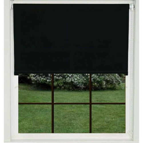 (90cm, 210cm) Blackout Black 100% Thermal Fabric Roller Blinds