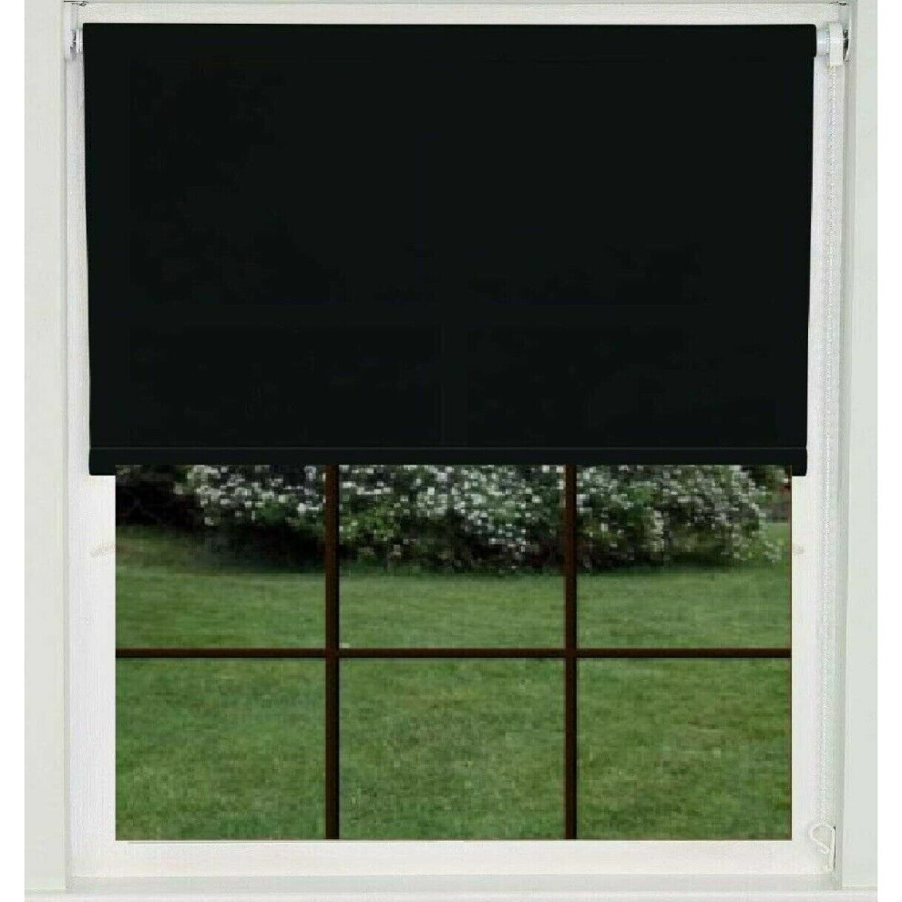 (120cm, 160cm) Blackout Black 100% Thermal Fabric Roller Blinds