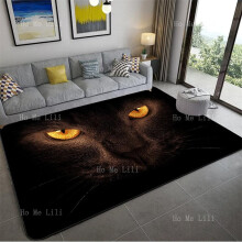 3D Cat Animal Yellow Glowing Eyes The Way They Look At Prey Throw Flannel Floor Rugs Carpet For Boys Bedroom Living Room