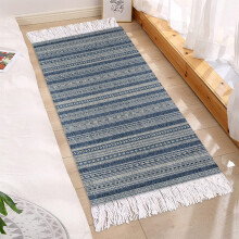 60x90cm Retro Bohemian Hand Tassel Woven Cotton Linen Carpet Home Decoration Bedside Rug Geometric Floor Mat Long Rug