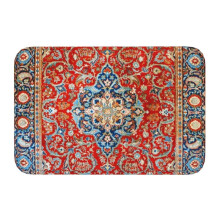 Red Antique Floral Persian Carpet Front Door Mat Anti-Slip Indoor Boho Bohemian Rug Doormat Kitchen Entrance Rug Carpet