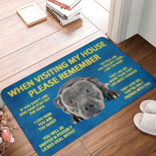 Remember Staffordshire Bull Terrier House Rules Doormat Mat Anti-Slip Kitchen Bath Living Room Entrance Rug Carpet