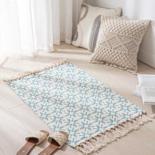 Retro Bohemian Hand Woven Cotton Carpet Tassel Geometric Floor Mat Bedroom Tapestry Nordic Decorative Blanket Area Rug