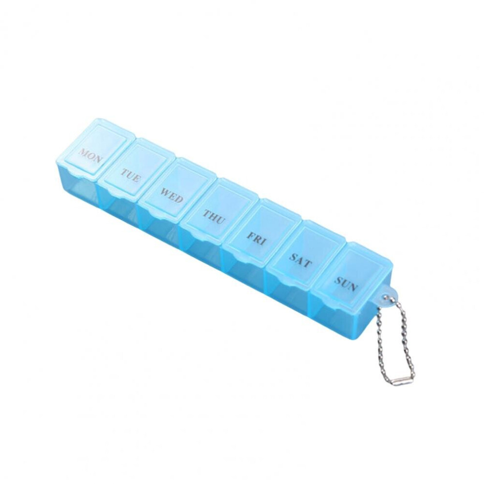 Blue Storage Box Pill Box Transparent Dustproof Carry Easily Good Sealing High Durability Store Pills Pp Material 7 Grids Pill Clear