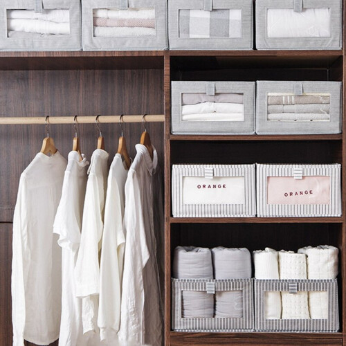 2Size Multi-function Non Woven Storage Box Foldable Household Clothing Organizer Box Space-saving Wardrobe Sundries Storage Case 2