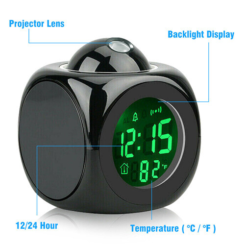 LED Projection Alarm Clock Digital LCD Display Voice Talking Weather Snooze USB 1