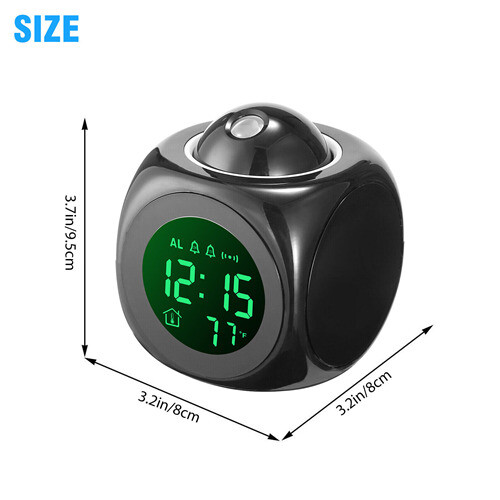 LED Projection Alarm Clock Digital LCD Display Voice Talking Weather Snooze USB 2