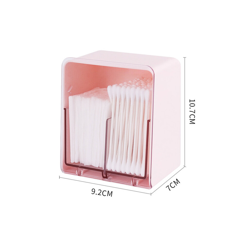 Pink 2 Grids Makeup Cotton Pads Storage Box Large Transparent Round Cosmetic Cotton Pad Storage Container Cotton Swabs Organizer