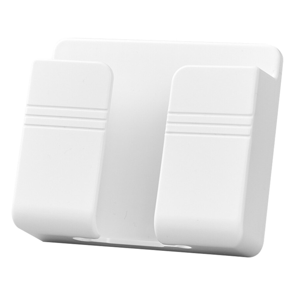 Wall Mount Phone Holder Self Adhesive Cell Phone Holder Mobile Phone Charging Storage Box Punch-Free Installation Charging Hole White 885666719219
