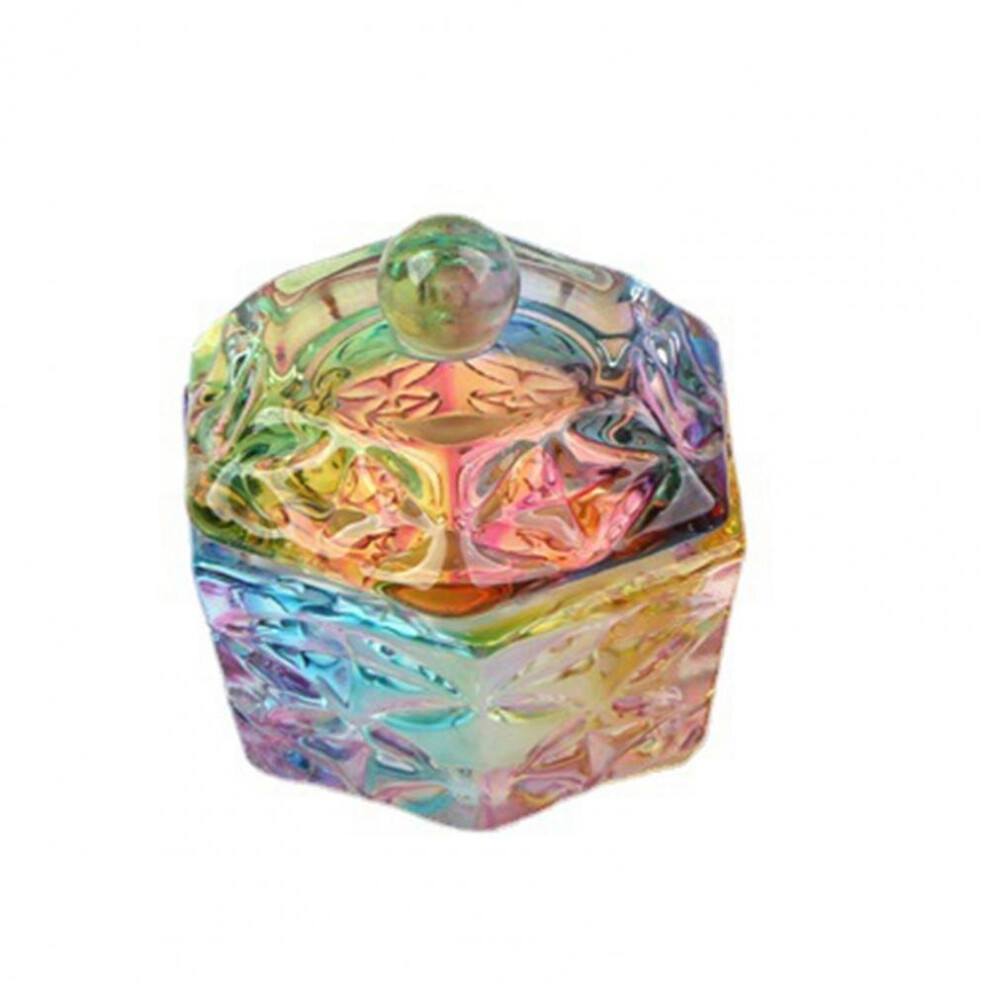 Nail Art Cup with Dust Lid Color-plated Crystal Cup Dip Dish Acrylic Powder Liquid Holder Manicure Glass Cup Nail Supplies