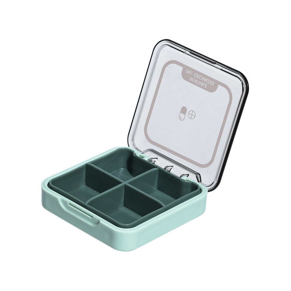 Green 4 Grid Medicine Pill Box Case For Storage Travel Pill Case Vitamins Tablets Container Plastic Box Capsules Organizer Waterproof