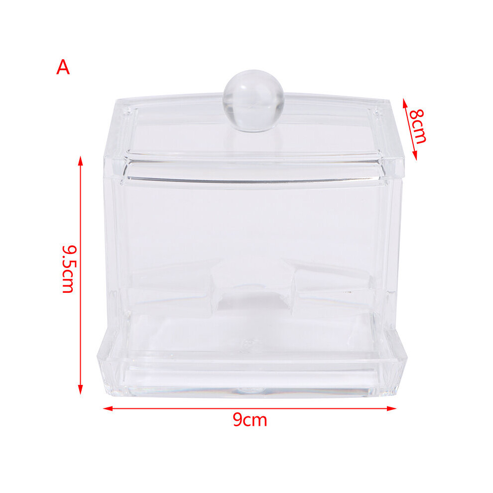 Black Acrylic Cotton Swab Makeup Organizer Storage Box Portable Container Make Up