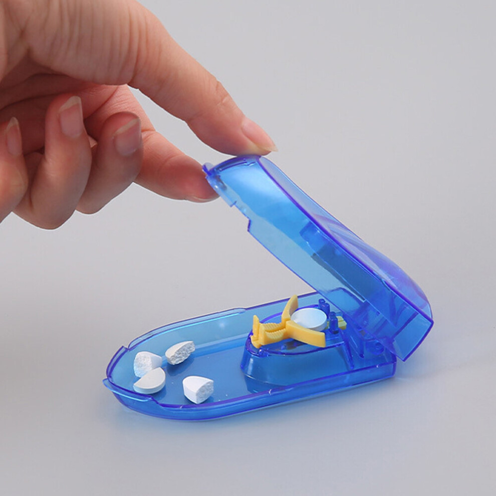 Multicoloured Pill Caplets Medicine Dose Tablet Cutter Splitter Divide Compartment Storage Box Compartment Storage Box Portable Home Medicine