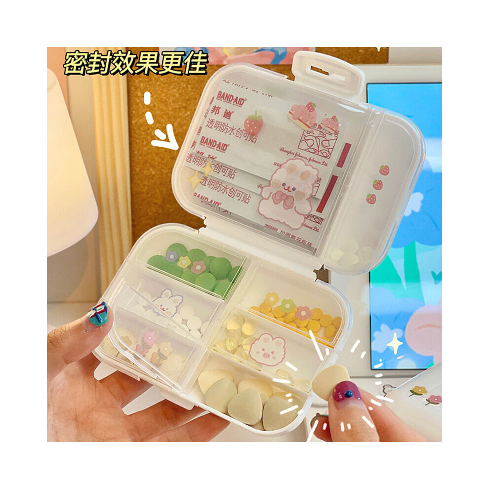 Multicoloured Portable Home Compartment Pill Box Travel Storage Box Transparent Pill Box Mini Multi-Compartment Medicine Storage Box