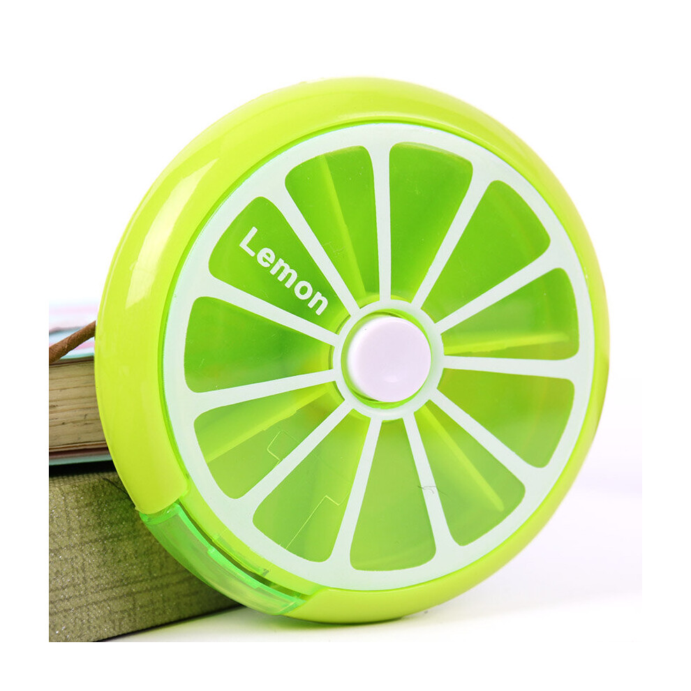 Green Portable Pill Box Weekly Pill Box Rotating Split Fruit Pill Box Carry With You Mini Medicine Box Medicine Travel Pillbox