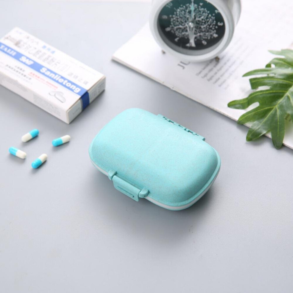 Multicoloured Travel Pill Case 8-Compartment Sealed Medicine Box 7 Days Weekly Medicine Tablet Dispenser Wheat Straw Container Gadgets