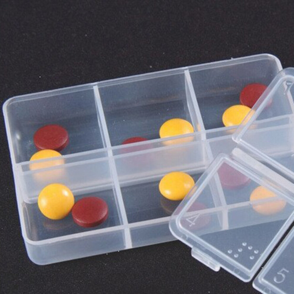 Multicoloured Medicine Dispenser Organizer Case Portable 7 Pill Medicine Tablet Pill Case Splitters 6 Compartment Pill Box Container