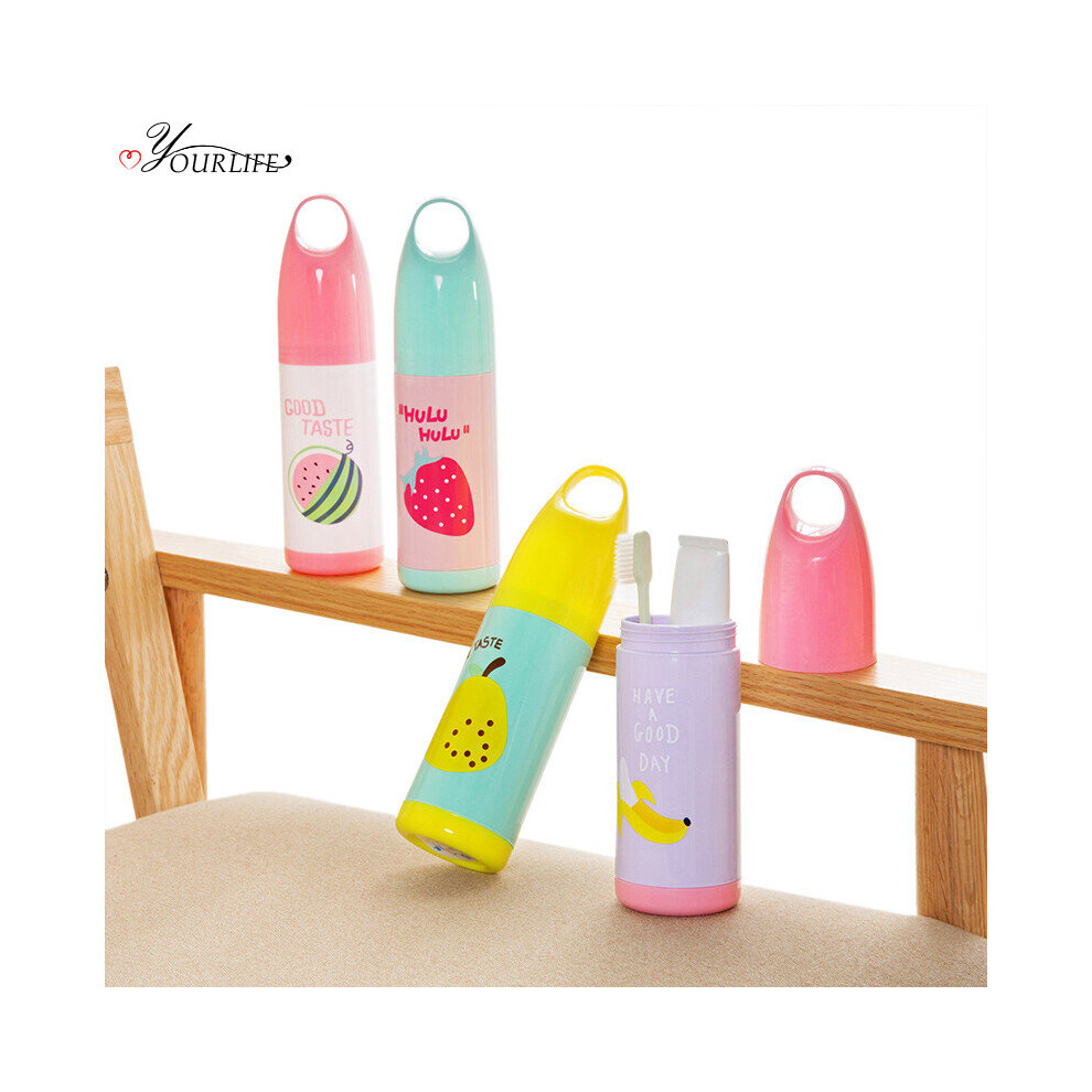 1Pc Portable Cartoon Tooth Brush Storage Box Travel Toothbrush Boxes Tableware Fork Spoons Protect Container Multicoloured