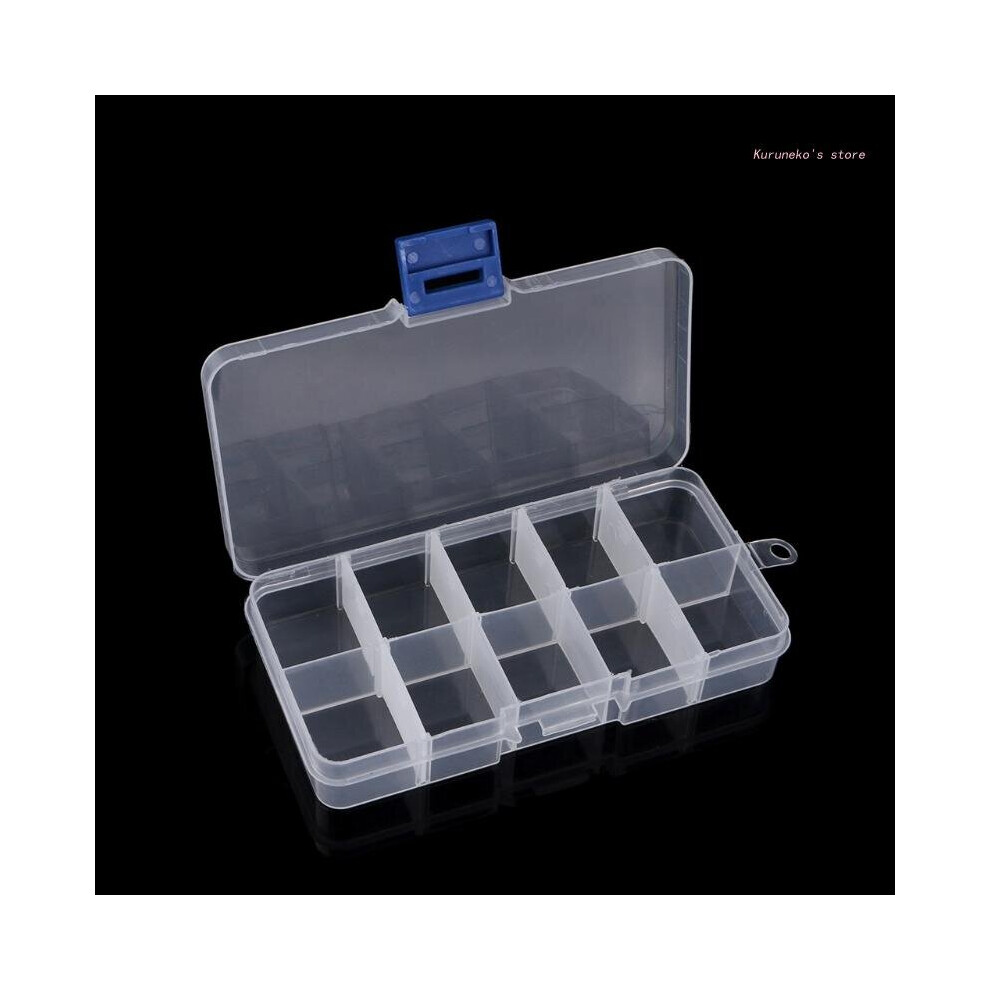 Clear Compartments Plastic False Nail Tips Storage Box Hx6d
